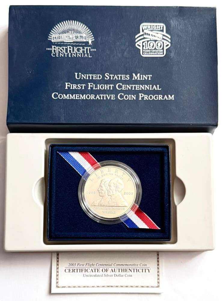2003 U.S. Mint First Flight Centennial Commemorative UNC Silver Dollar (1 of 5)