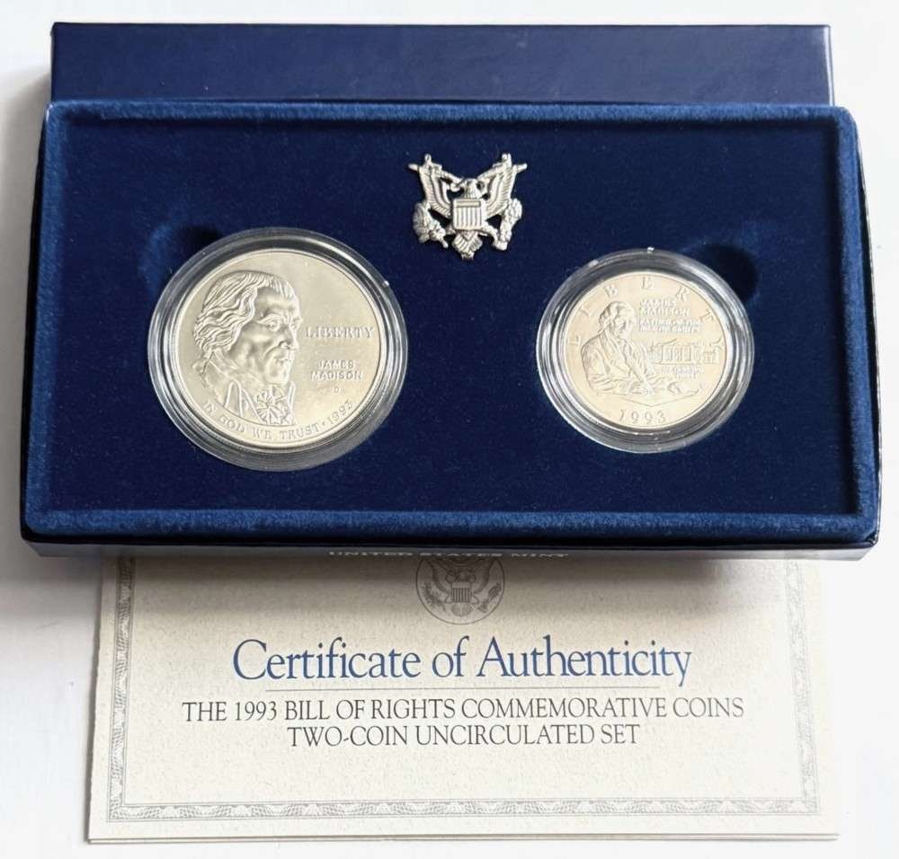 1993 U.S. Mint Bill of Rights UNC Silver Dollar Commemorative Set (2-coins) (1 of 5)