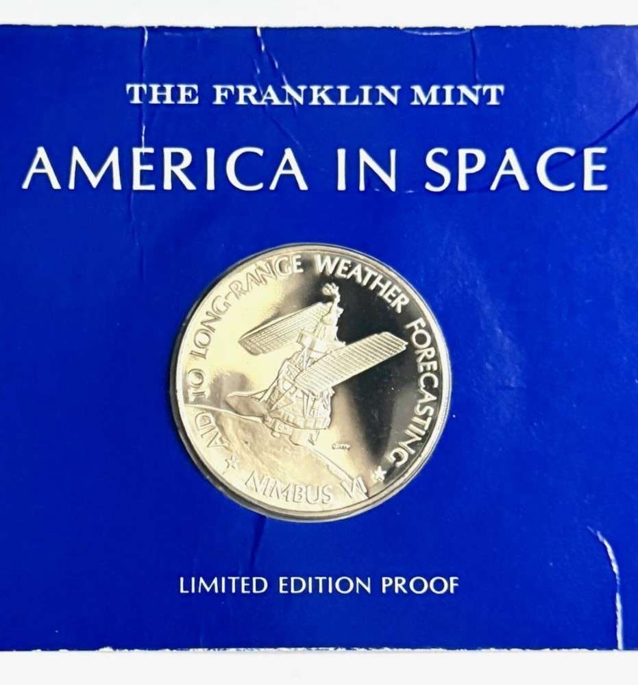 Franklin Mint "Aid to Long-Range Weather Forecasting" Proof .7307 ozt ASW .925 Silver: Winner shall receive the exact medal shown here. (SJ/B)