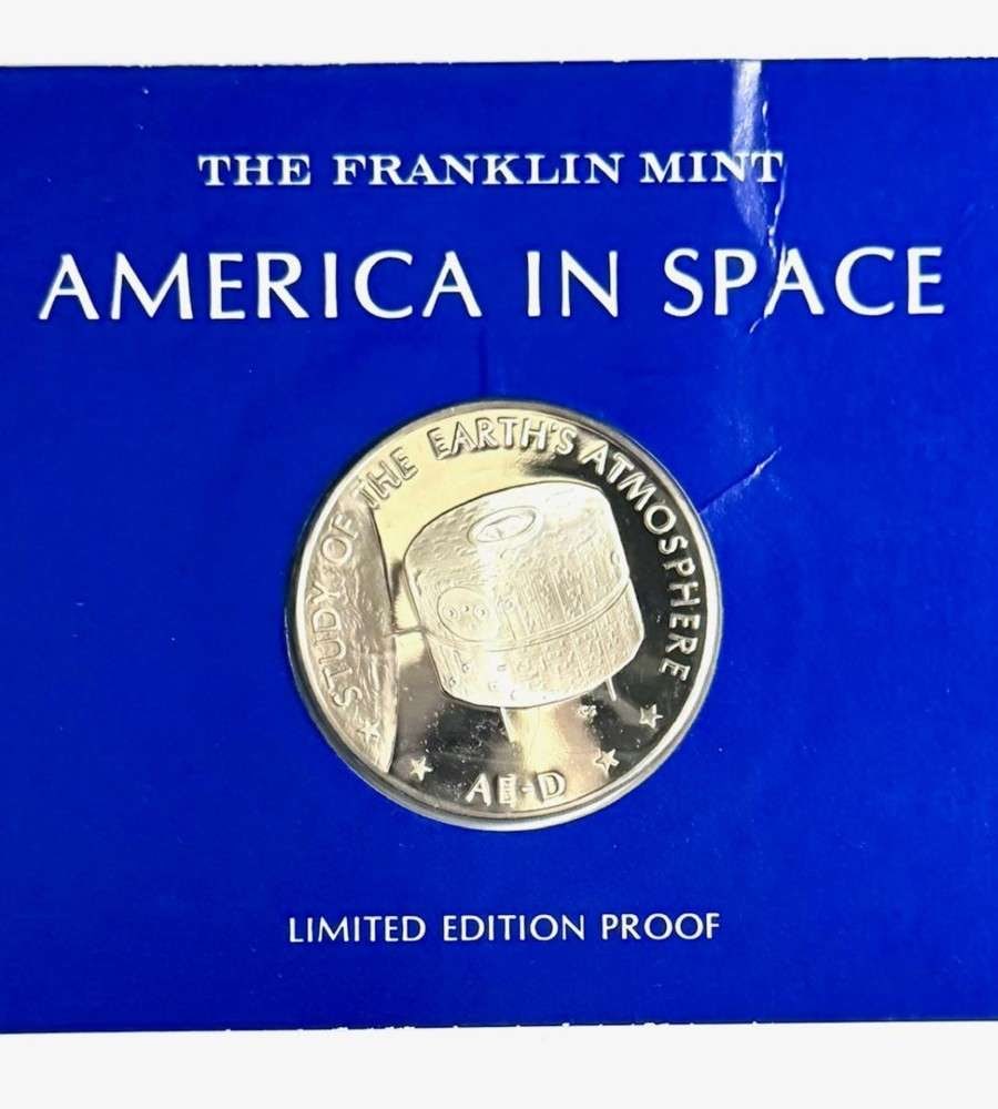 Franklin Mint "Geostationary Weather Satellite" Limited Edition Proof .7307 ozt ASW .925 Silver: Winner shall receive the exact medal shown here. (SJ/B)