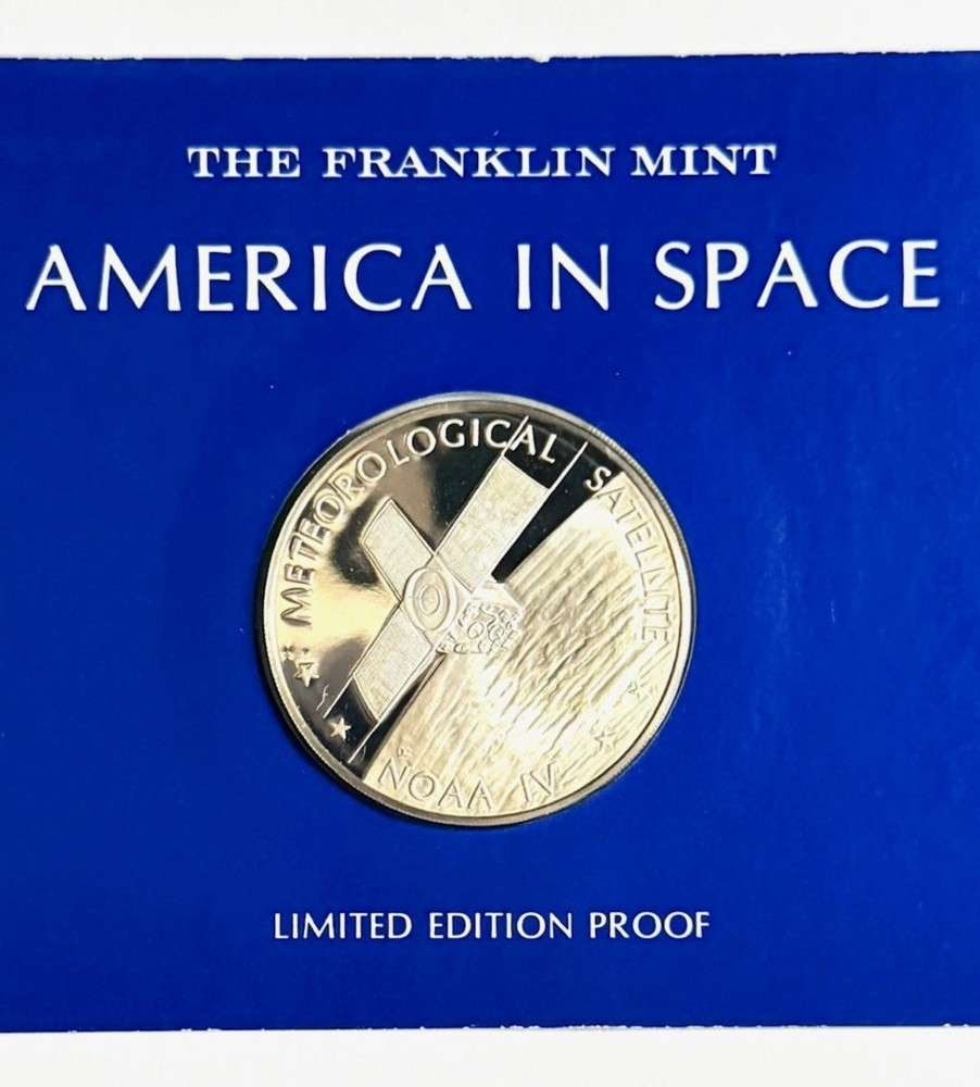Franklin Mint "Meteorological Satellite" Limited Edition Proof .7298 ozt ASW .925 Silver: Winner shall receive the exact medal shown here. (SJ/B)