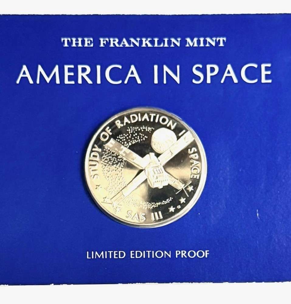Franklin Mint "Study of Radiation in Space" Limited Edition Proof .7316 ozt ASW .925 Silver: Winner shall receive the exact medal shown here. (SJ/B)