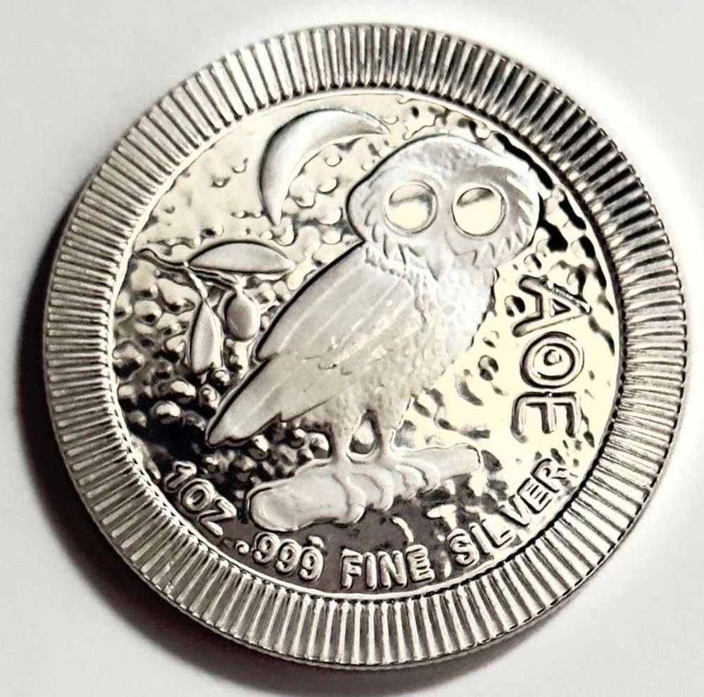 2022 NIUE Athenian Owl $2 Stackable 1 ozt .999 Silver: Winner shall receive one (1) coin precisely resembling the one shown here. (SJ/B)
