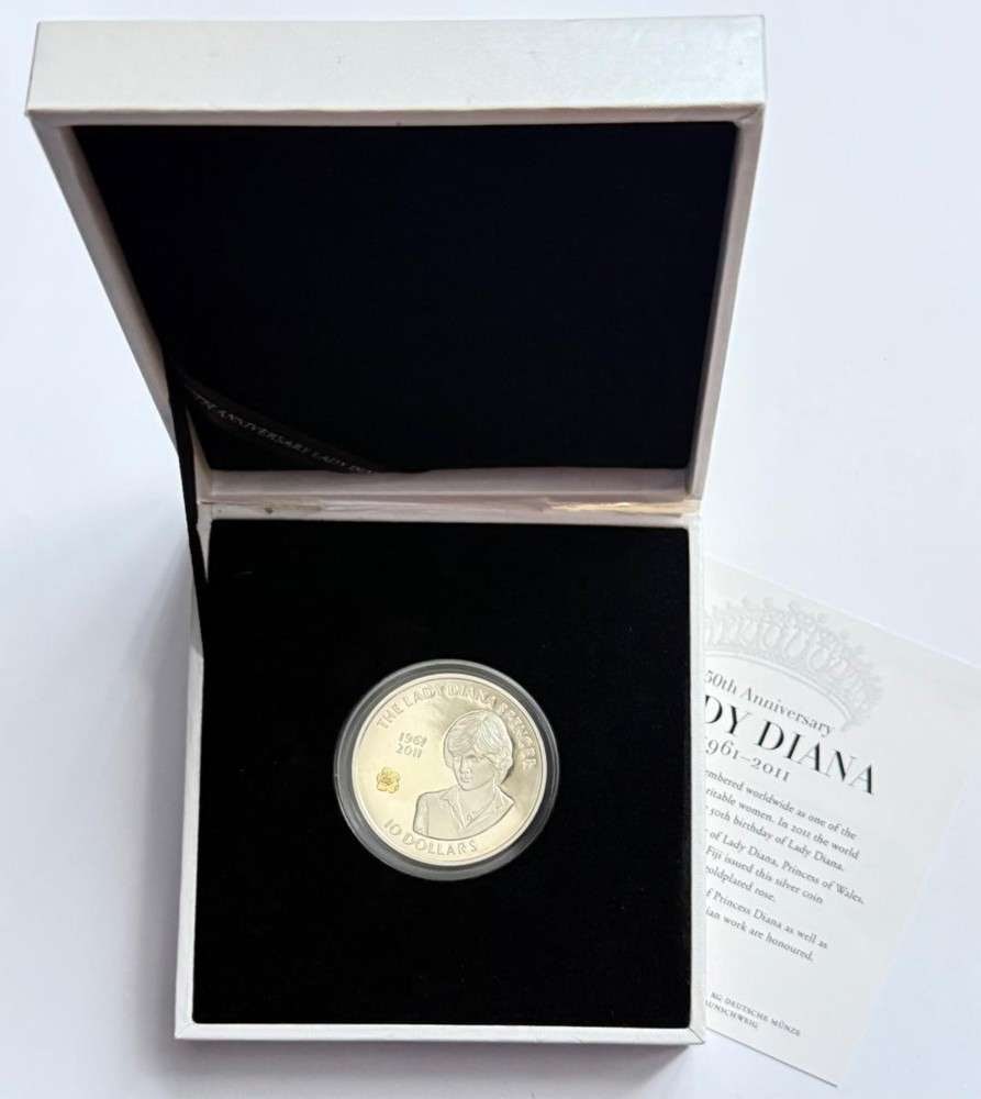 2011 Lady Diana 50th Anniversary $10 Proof Commemorative 28.28g .925 Silver: Winner shall receive the exact medal shown here. (SJ/B)