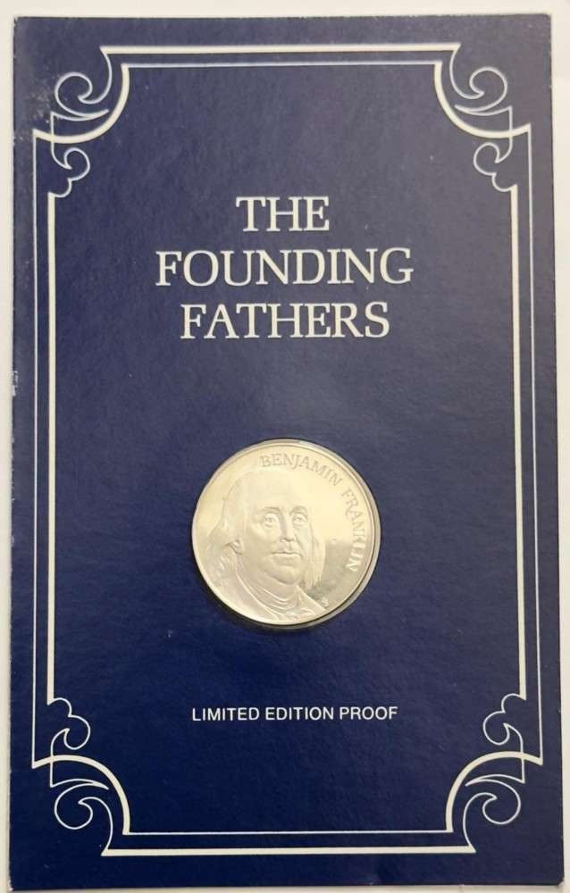 Franklin Mint Founding Fathers "Benjamin Franklin" Limited Edition Proof 3.866 ozt ASW .925 Silver: Winner shall receive the exact medal shown here (SJ/B)