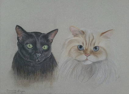 Henriette Ronner Atrib: Pastel and charcoal on Paper. 9.75"x13.5"