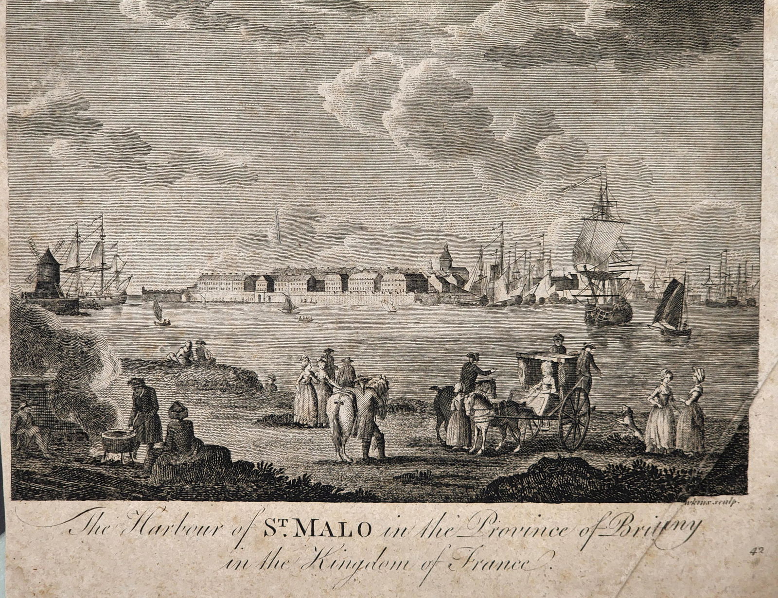 The Harbour of St. Malo antique color print (1 of 1)