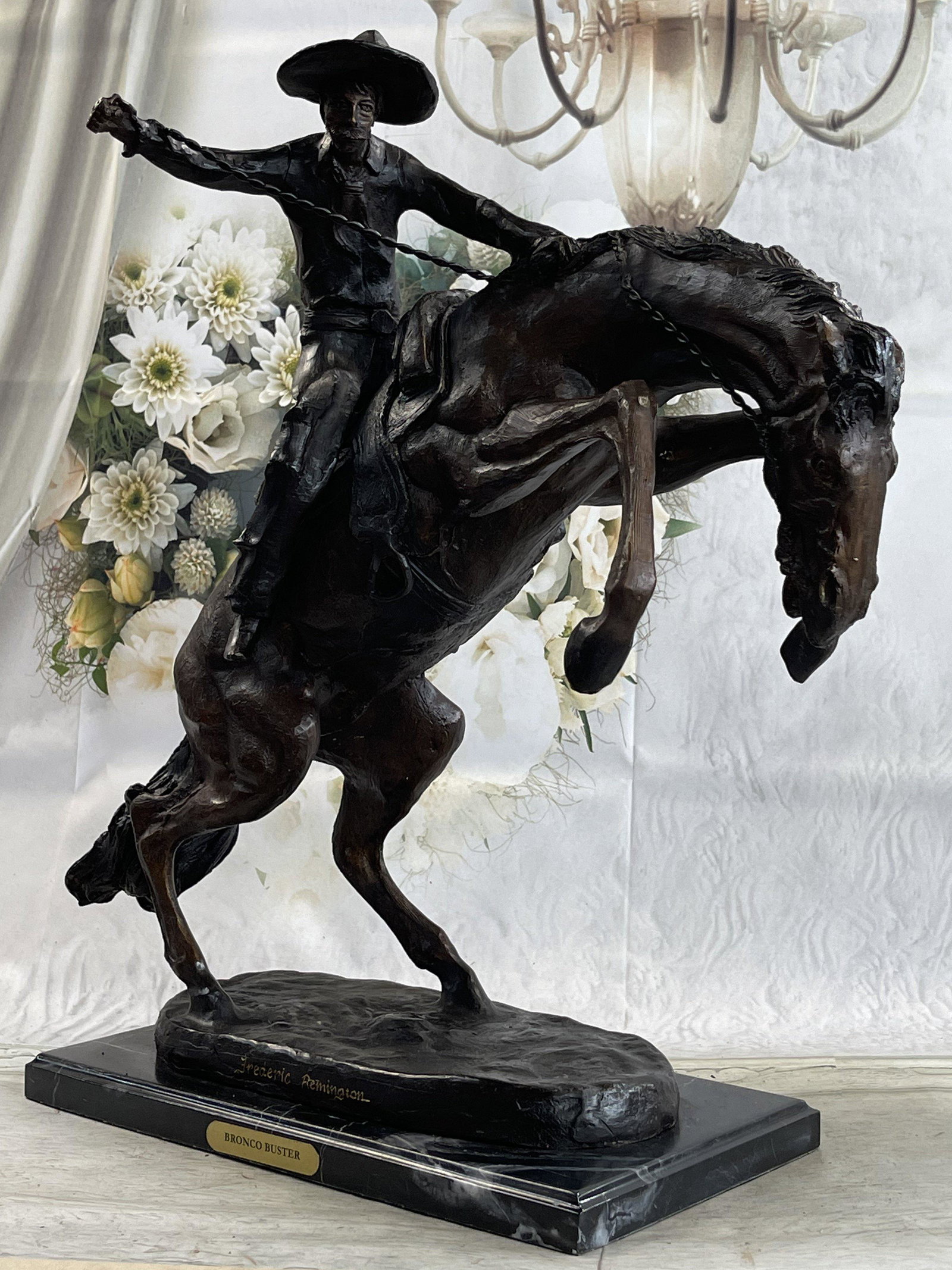 FREDERIC REMINGTON BRONZE SCULPTURE: Total Dimensions: Height 24'' x Width 26''Approximate Weight: 35 LBS