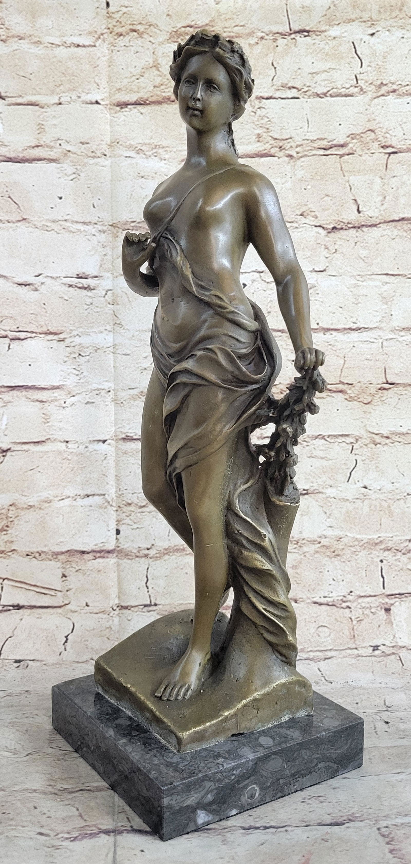 Signed Moreaue Royal Roman Goddess Picking Flowers Bronze (1 of 4)