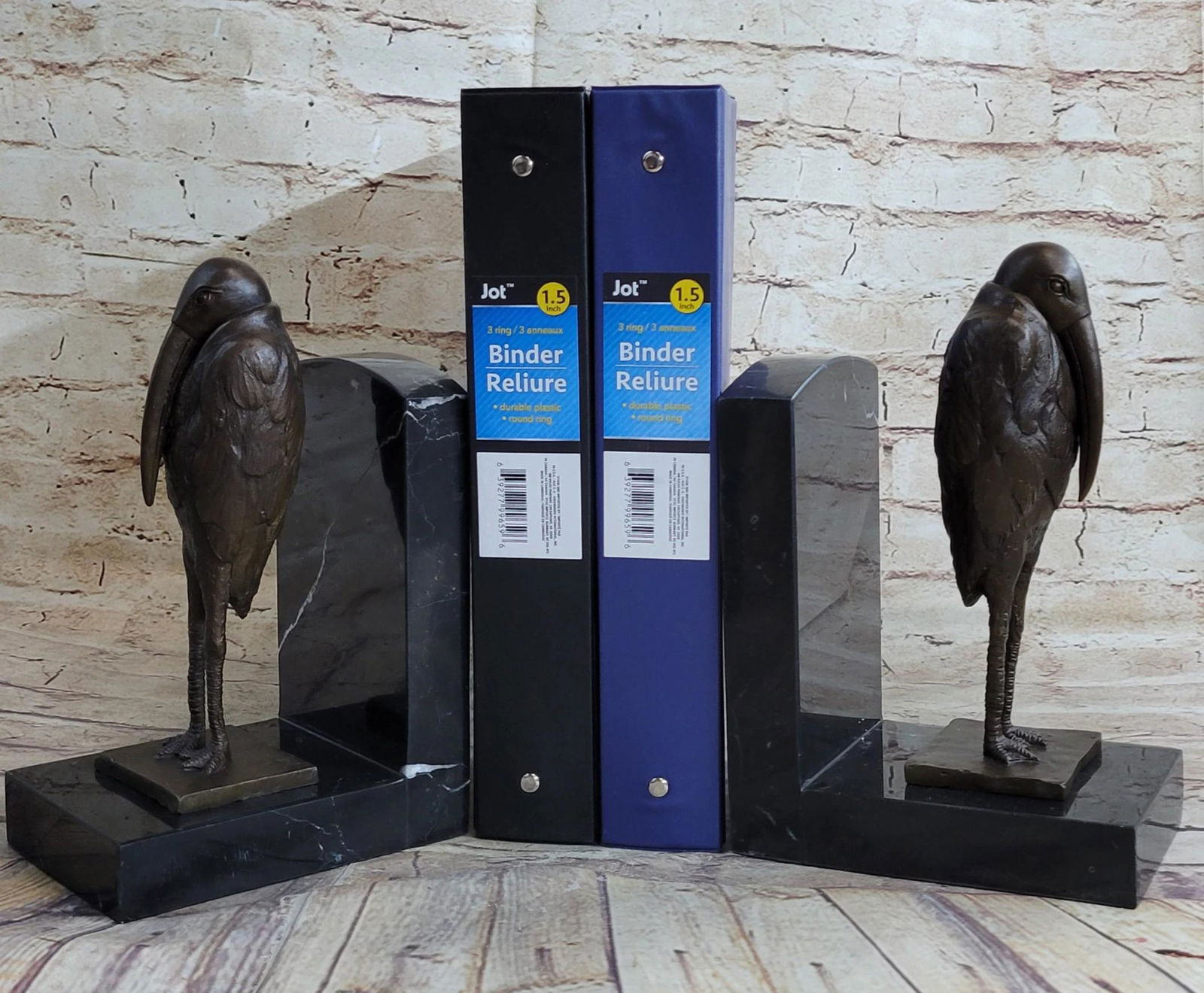 Salvador Dali Pair Pelican Bookends Book Ends Bronze Bird Lover Sculpture (1 of 4)