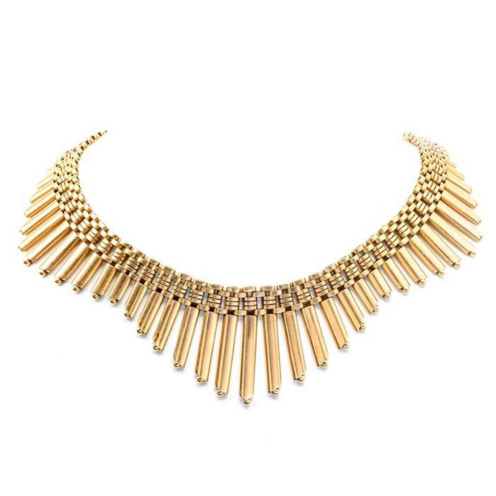 Vintage Retro Tubular Link 18k Gold Fringe Necklace (1 of 3)