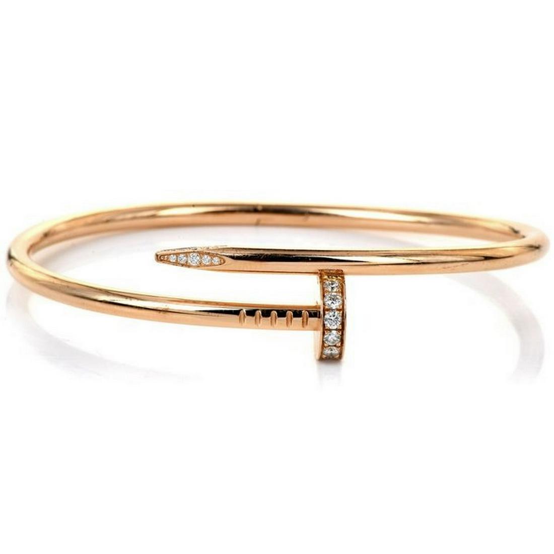 Cartier Juste Un Clou Diamond 18k Rose Gold Nail Bangle Bracelet