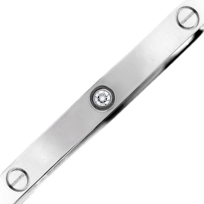 Cartier Love Diamond 18K White Gold Small Model Bracelet Size 16 (1 of 4)