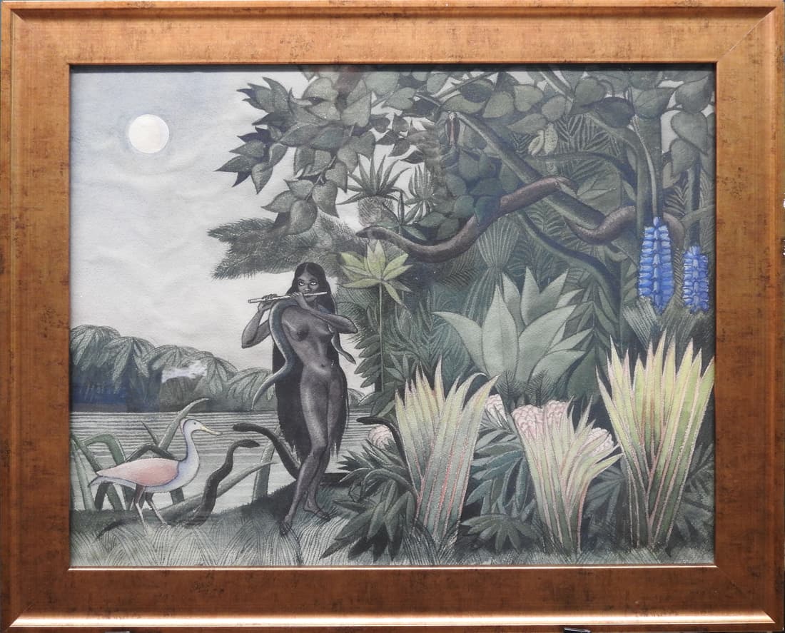 manner of Henri Rousseau watercolor: 24" x 20"