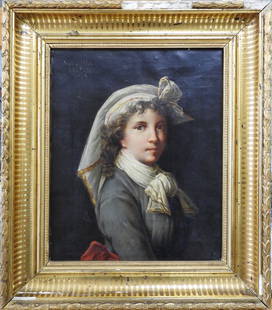 E. Vitali portrait of Elisabeth Vigee Le Brun: oil on canvas 13" x 10"