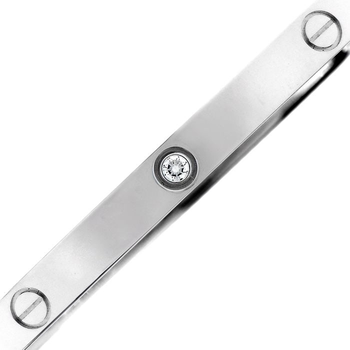 Cartier Love Diamond 18K White Gold Small Model Bracelet Size 16 (1 of 4)