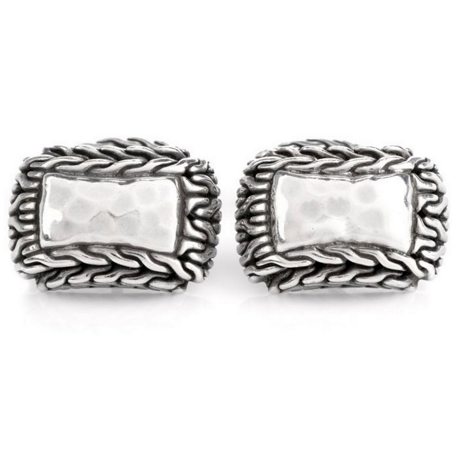 ESTATE JOHN HARDY HAMMERED SILVER MEN’S CUFFLINKS (1 of 5)