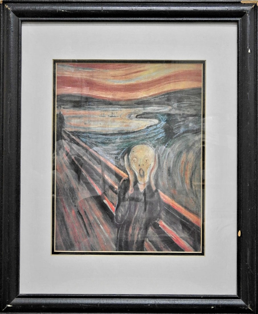 manner of Edvard Munch color lithograph: 13.50" x 10.50"