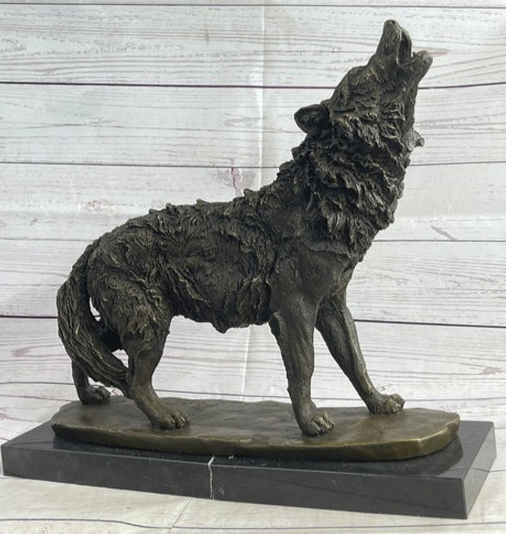 Extra Large Wild Animal Life Wolf Dog Bronze Sculpture (1 of 4)