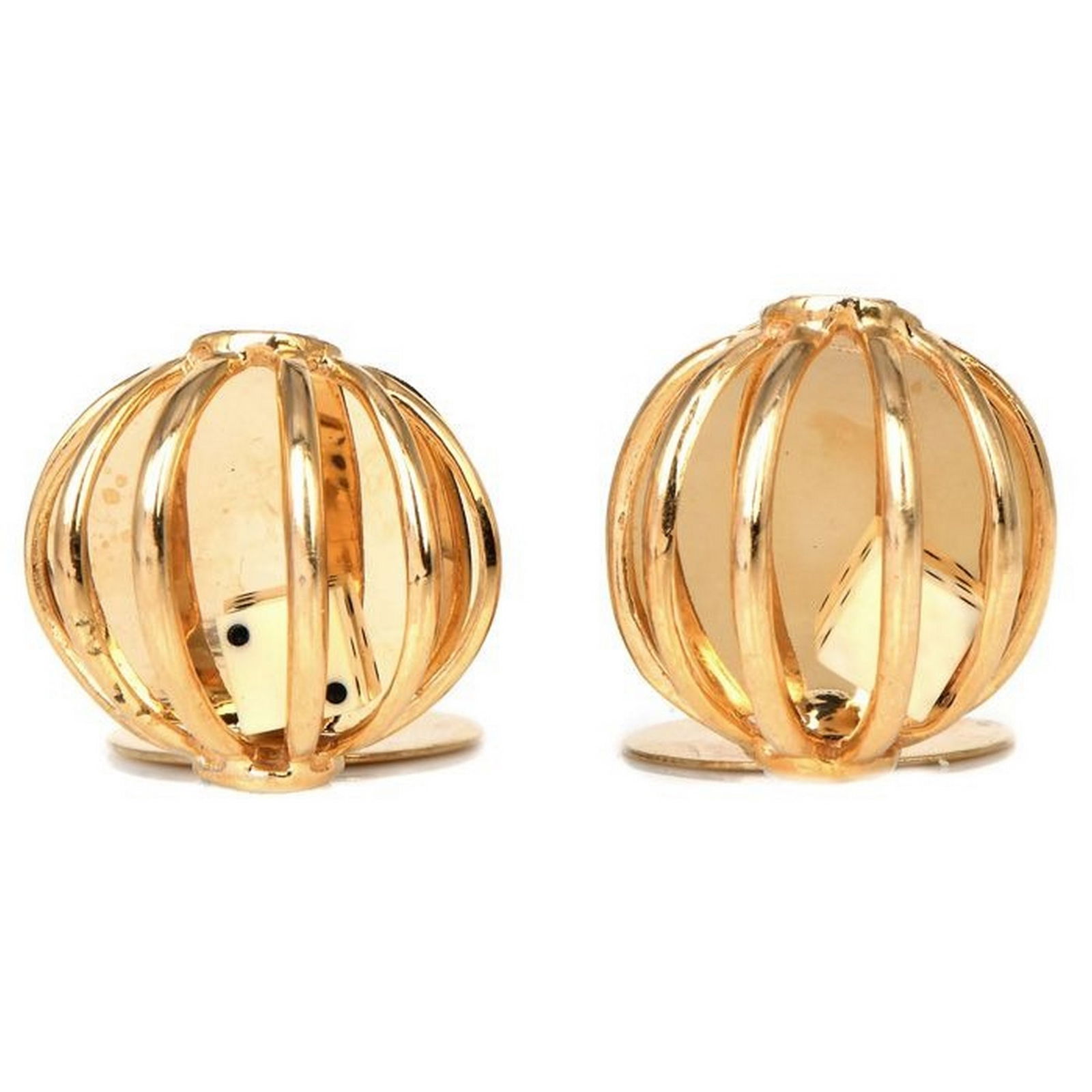 VINTAGE YELLOW GOLD CAGE DICE CASINO MEN CUFFLINKS (1 of 4)