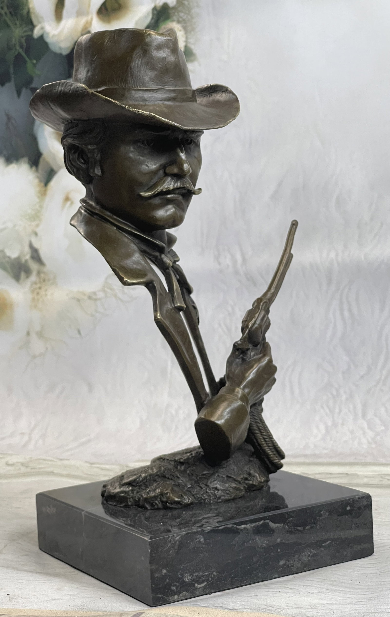U.S Marshal Revolver Gun Law Enforcement Bronze: Total Dimensions: Height 13'' x Width 6''Approximate Weight: 13 LBSOriginal Reproduction: Original