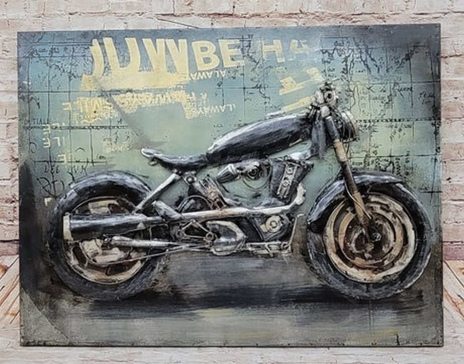 Vintage Motorcycle Chopper 3D Wall Art Mixed Media Metal Wood D?cor (1 of 3)