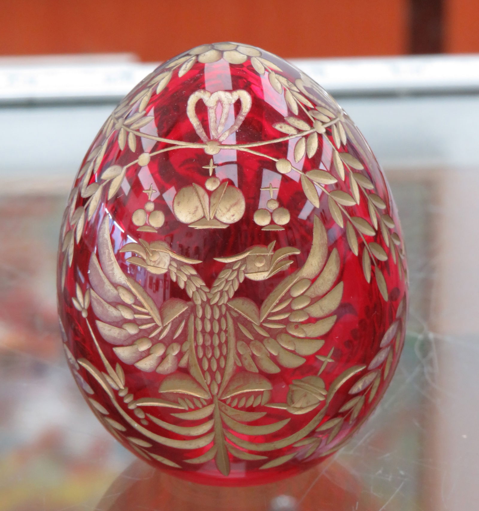 Russian Imperial Faberge Cut Crystal Egg Original Sticker Romanov Crest (1 of 2)