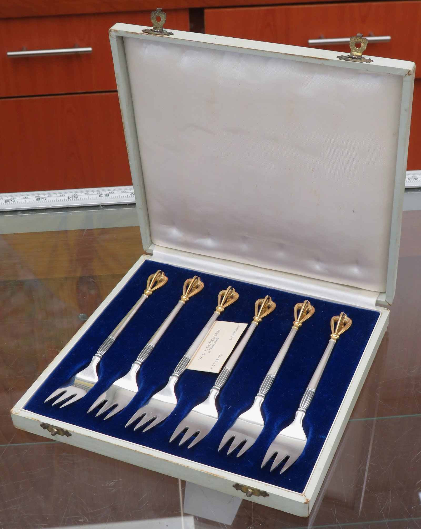 6pc W&S SORENSEN DANISH STERLING fork ser: 5pc W&S SORENSEN DANISH STERLING fork ser