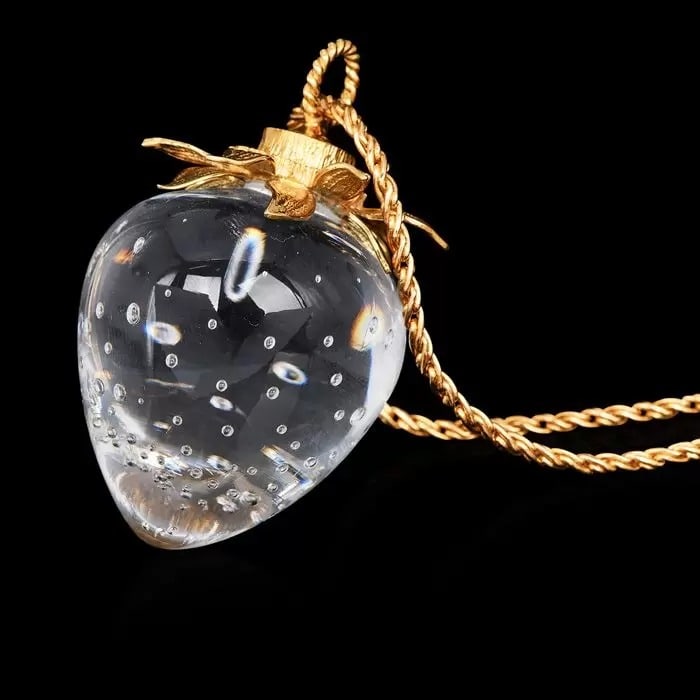 Donald Pollard Steuben Strawberry Crystal Gold Necklace (1 of 4)