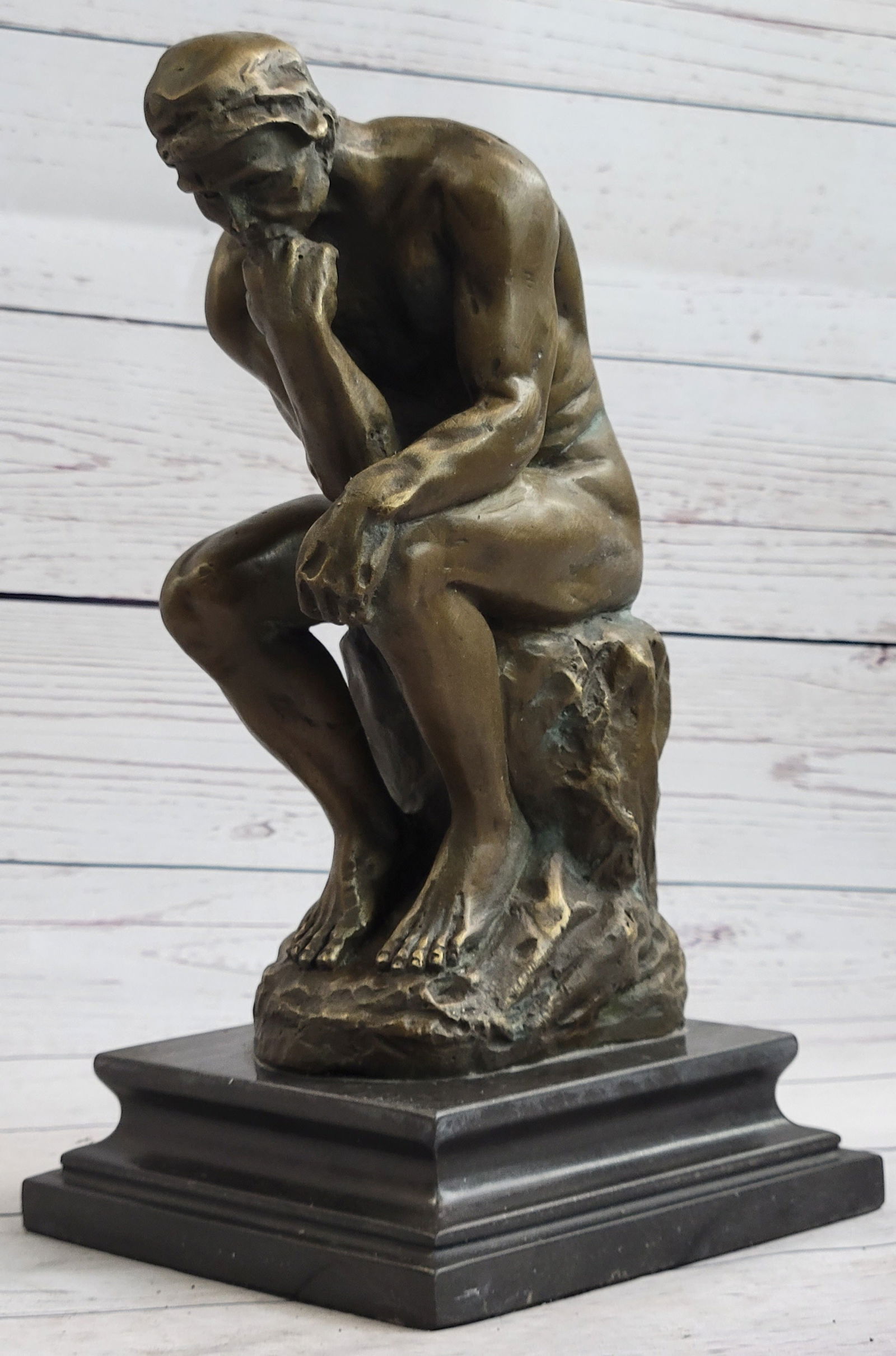 Large Rodin Famous The Thinker Bronze Marble Sculpture Art Deco Marble Figurine (1 of 4)
