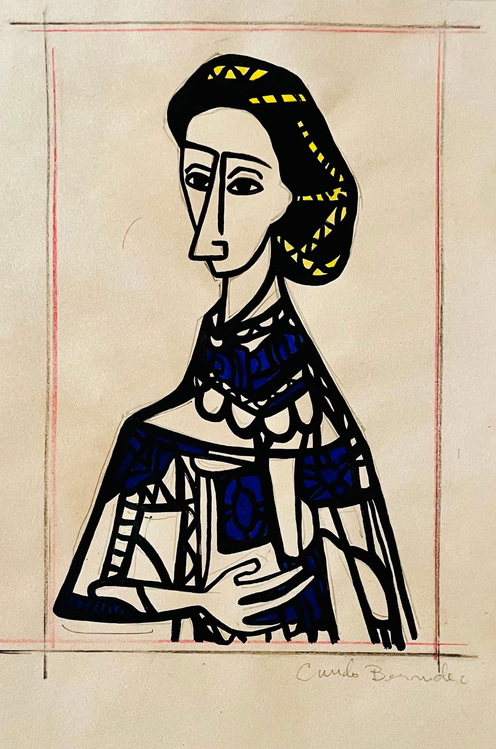 Cundo Bermudez: Gouache on Paper. 36 x 22 cm