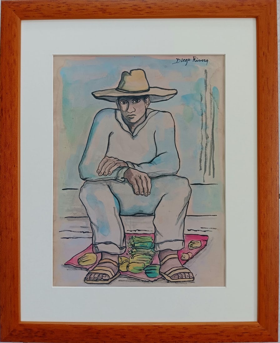 Diego Rivera: Watercolor on Paper. 29.5" x 7.75"