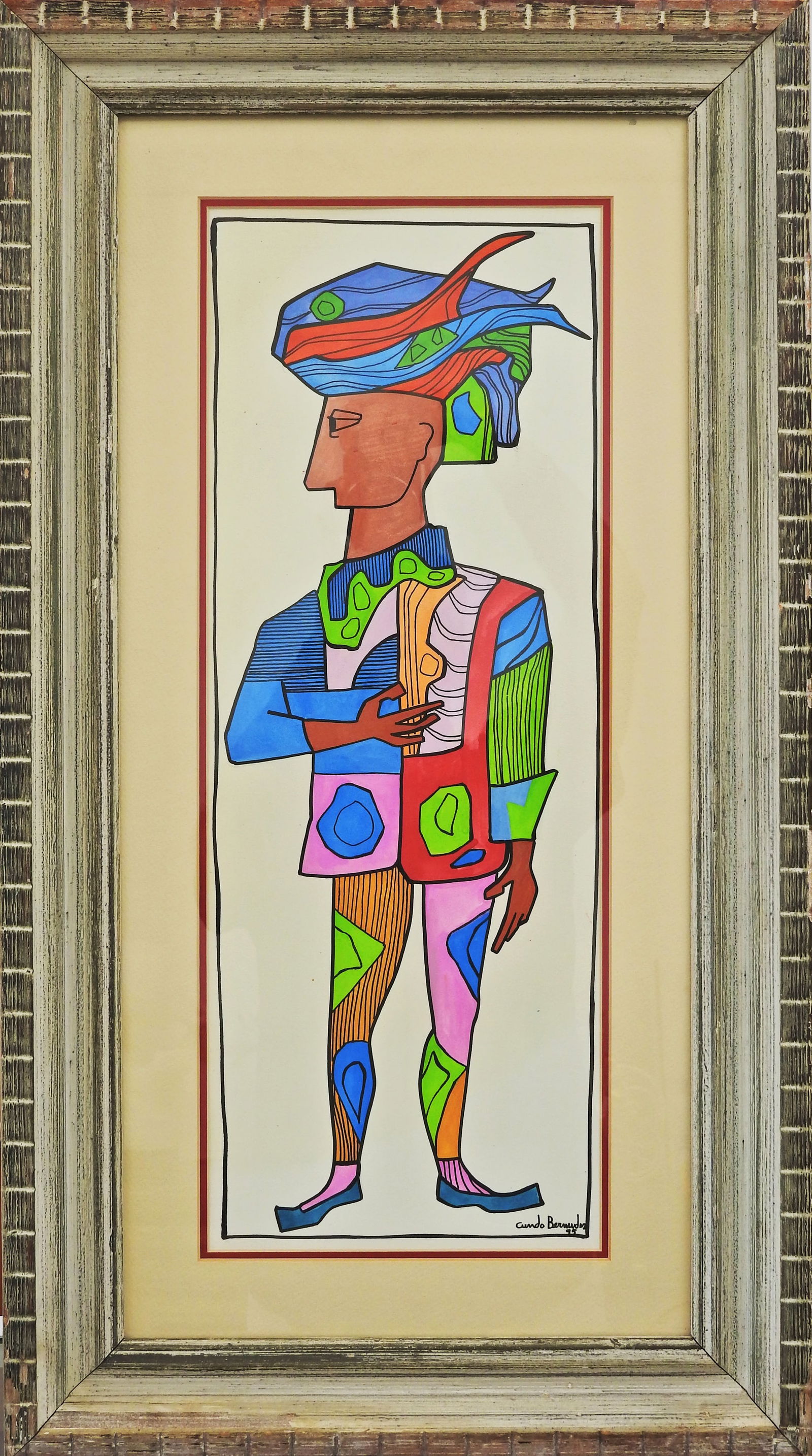 Cundo BERMUDEZ (attrib.) (1914-2008): gouache on paper 22" x 8" excellent condition