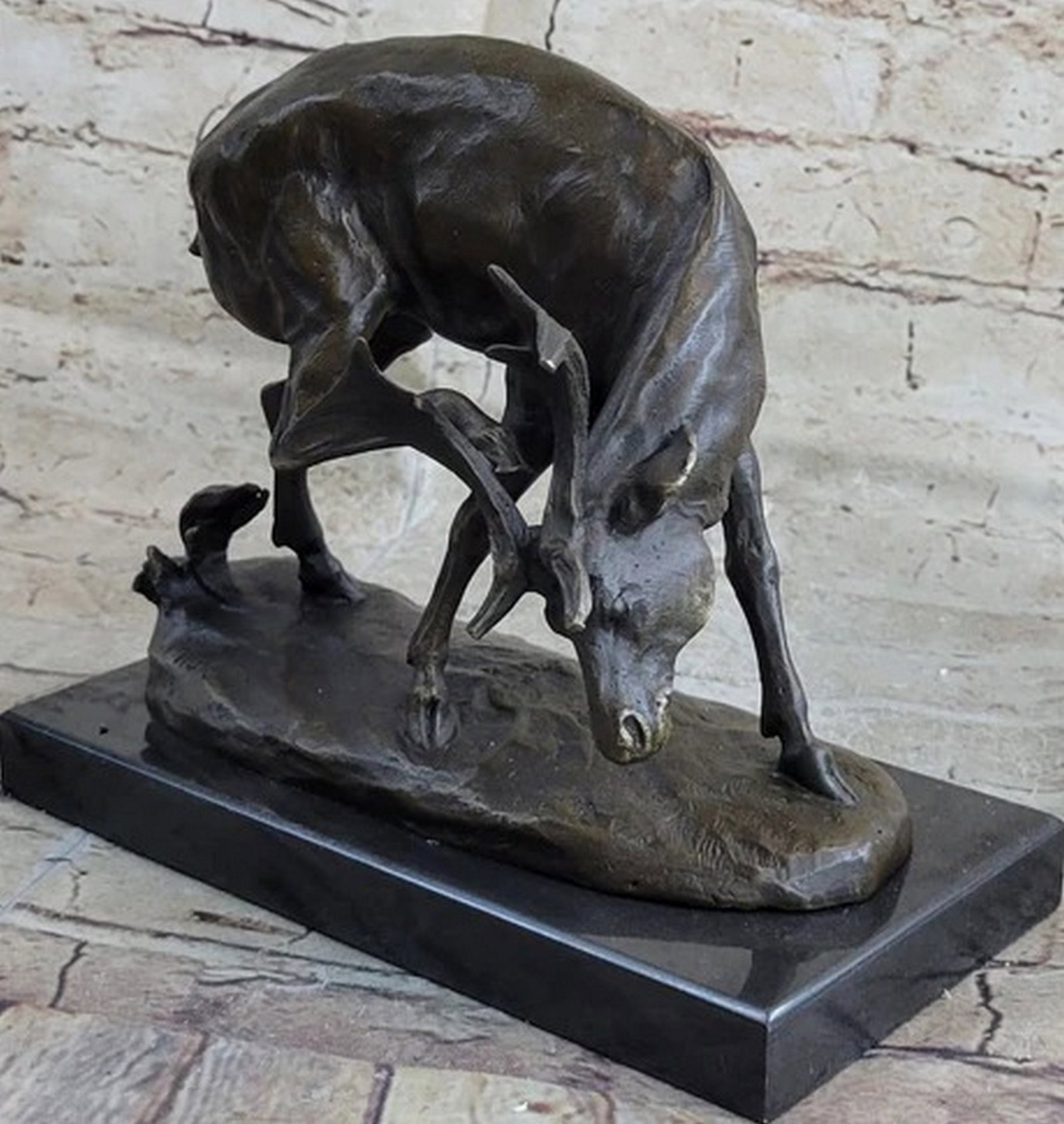 Buck Deer Elk Stag Wildlife Art Cabin Lodge Sportsman Art Bronze: Total Dimensions: Height 8'' x Width 8''Approximate Weight: 8 LBSOriginal Reproduction: Reproduction