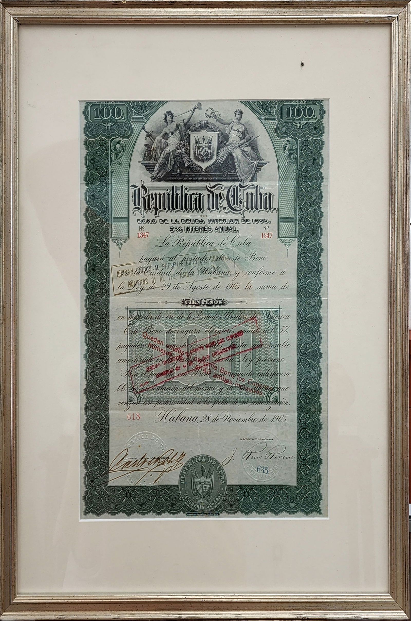 Republica de Cuba - Bono de la Deuda Interior de 1905 (1 of 1)