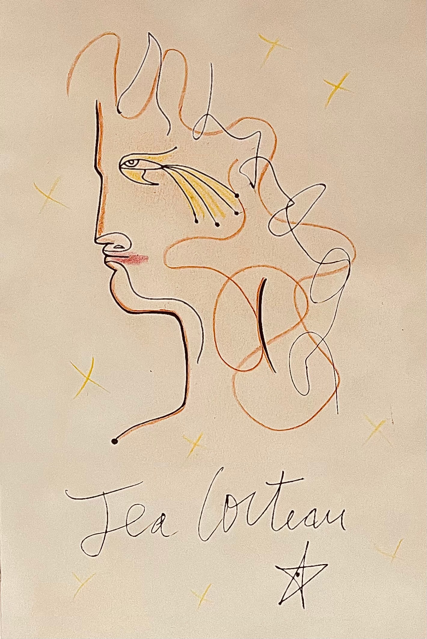 Jean Cocteau: 36 x 22 cm ink on cardboard. Attrib