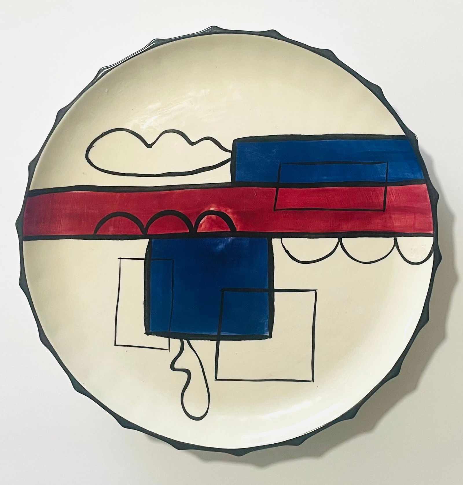 Amelia Pelaez: Plate White pase and enamel 10.8 diamete COA from Luis Lastra