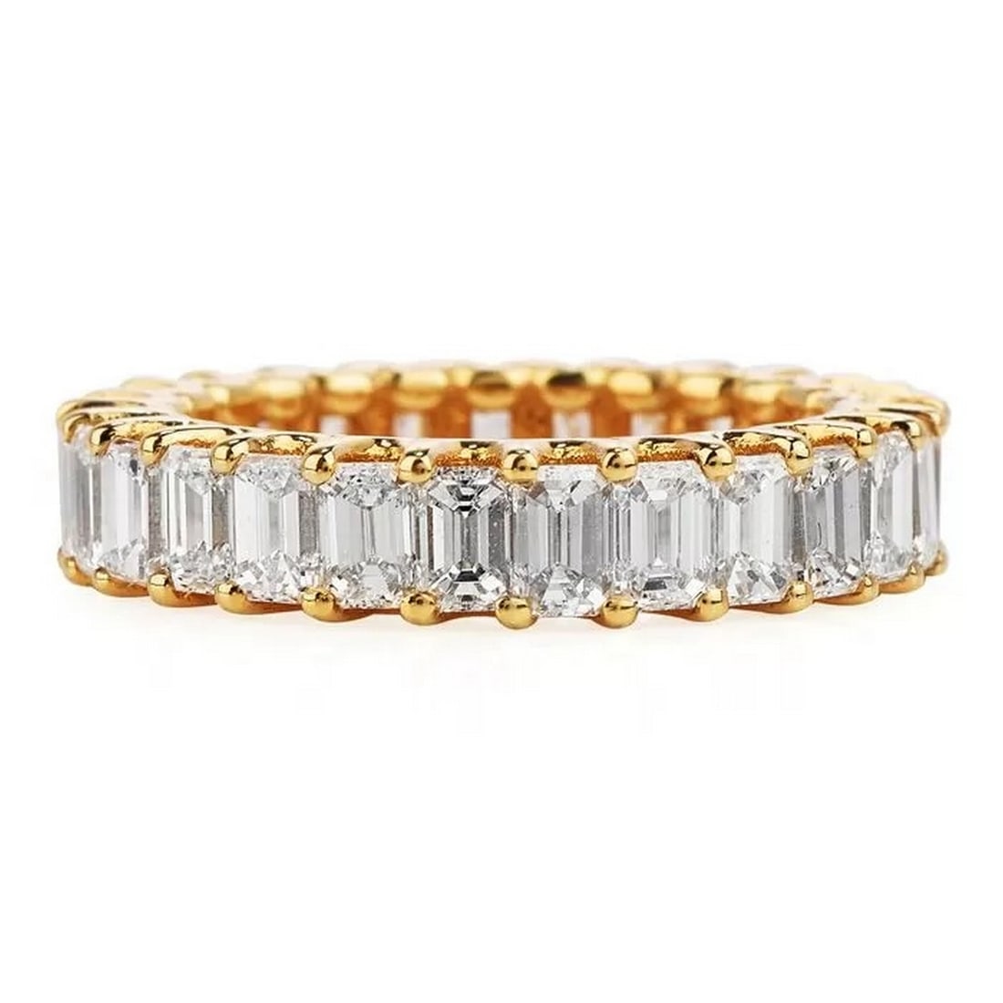 3.82 carat Baguette Cut Diamond Yellow 14K Gold Eternity Band Ring (1 of 4)