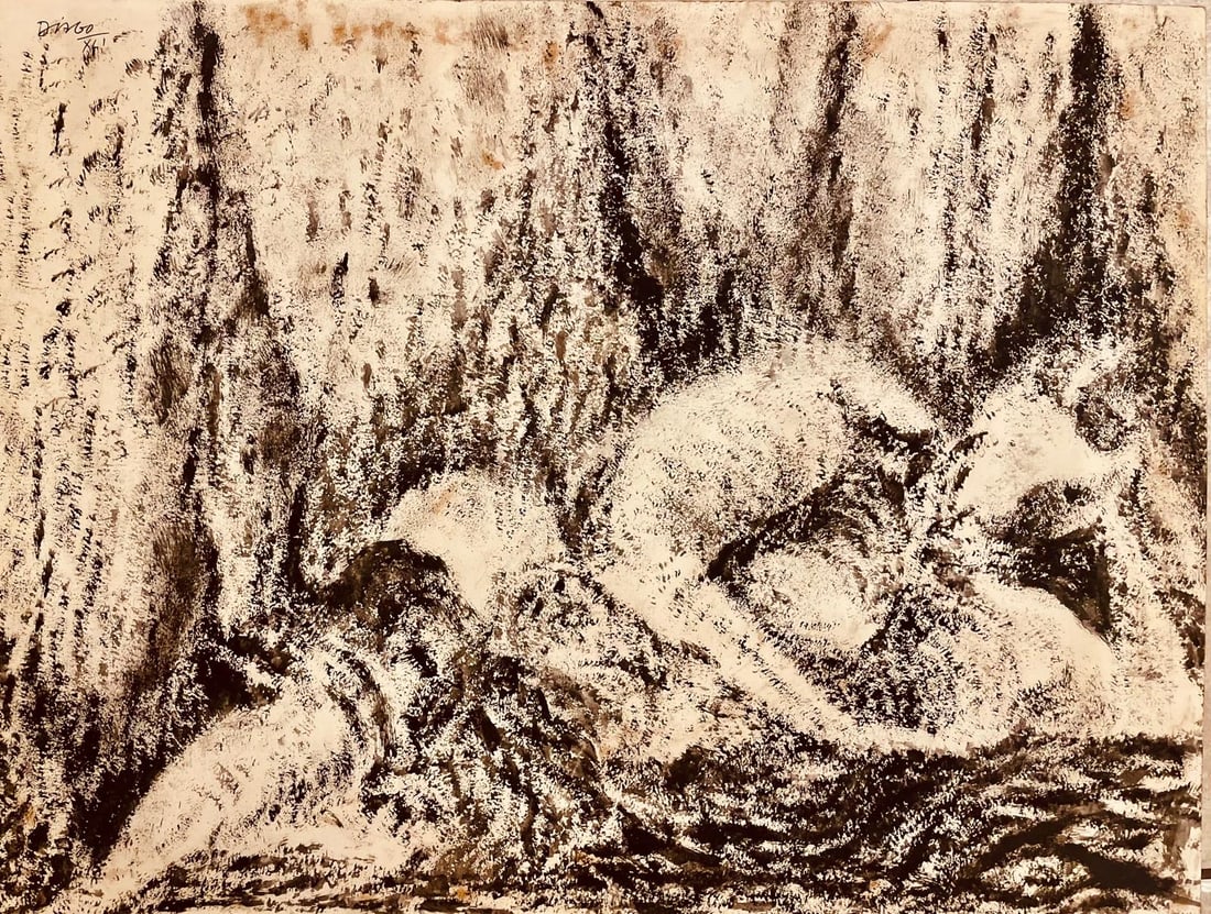 Juan Roberto Diago 1941: Gouache on Cardboard. 18 x 24 inches.