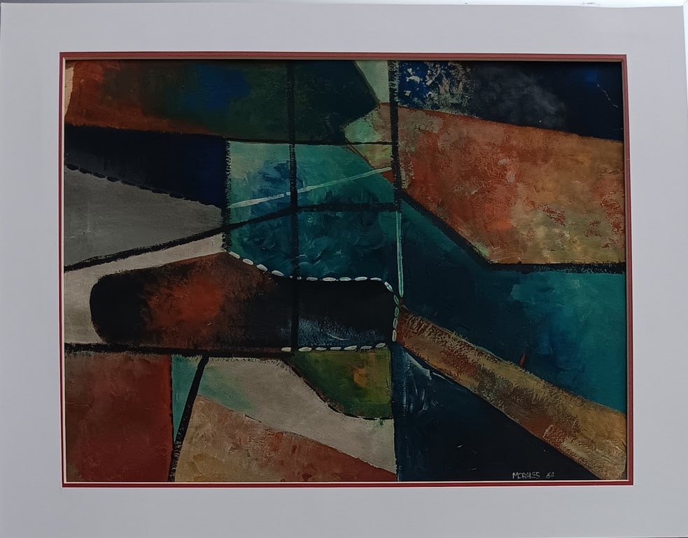 Armando Morales atrib: Nicargua Artist. Abstract Composition. Gouache on Paper. 9" x 11.5". 1964
