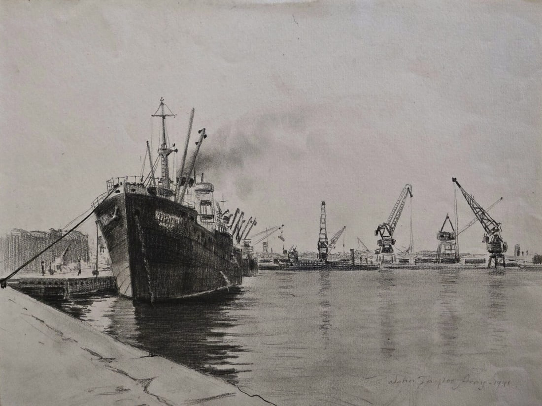 John Taylor Arms: Charcoal on Paper. 9.5" x 12.75"