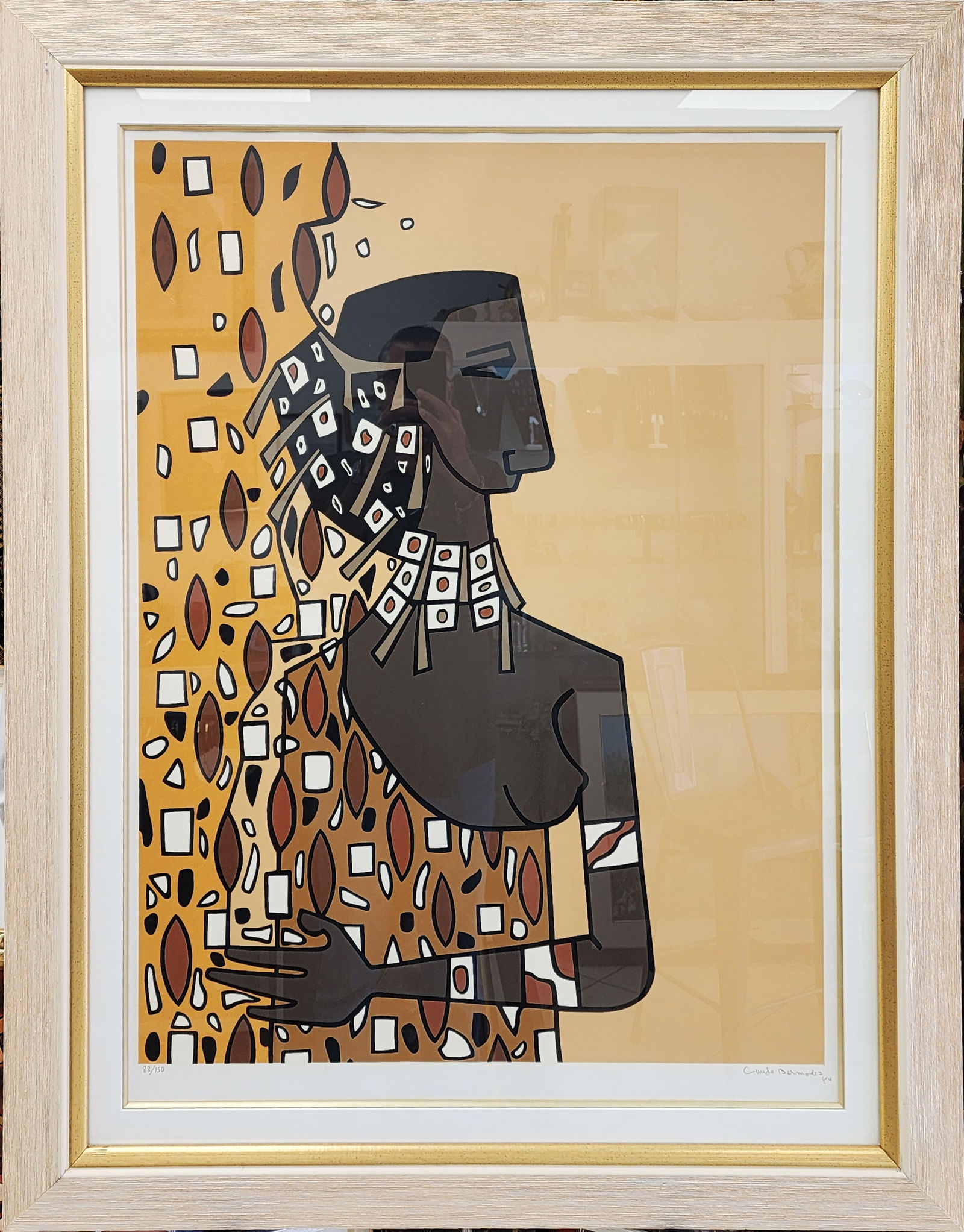 CUNDO BERMUDEZ (1914 - 2008) Cuba Lithograph Litho: 37" x 28", with frame 47" x 37", excellent condition