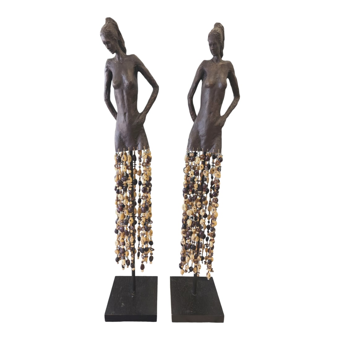 In the manner of Olbram Zoubek Czech, 1926-2017, life size women sculptures with beaded skirts (1 of 9)