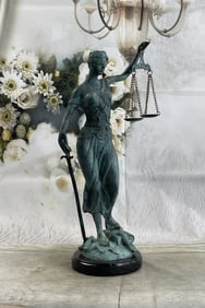 MAYER ART DECO LADY JUSTICE BRONZE SCULPTURE