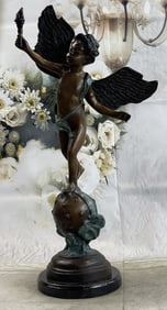 Moreau Cupid with Torch Bronze Sculpture