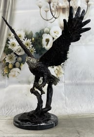 P.J MENE EAGLE LANDING HOTCASE BRONZE SCULPTURE