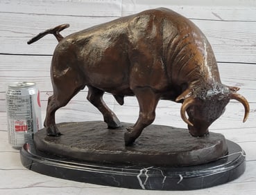 J.MOIGNIEZ LARGE BULL BRONZE SCULPTURE