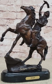 Remington "Scalp" Indian Bronze Sculpture