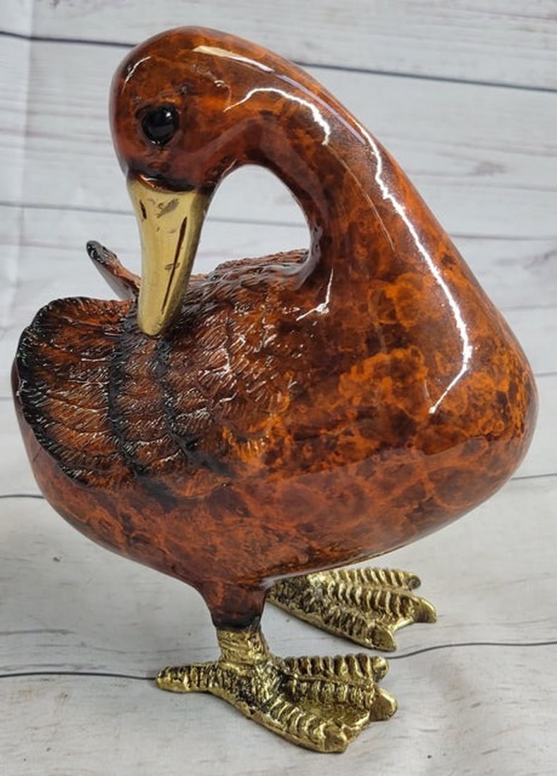 MOGNIEZ STANDING DUCK BERGMAN BRONE SCULPTURE: Total Dimensions: Height 7'' x Width 6''Approximate Weight: 3 LBSOriginal Reproduction: Reproduction`