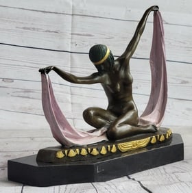 C.Mirval Nude Dancer Bronze Marble Figurine